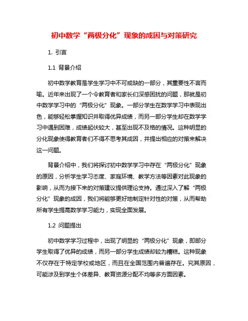 初中数学“两极分化”现象的成因与对策研究