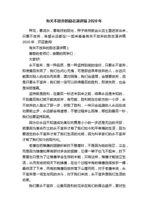 有关不放弃的励志演讲稿2020年