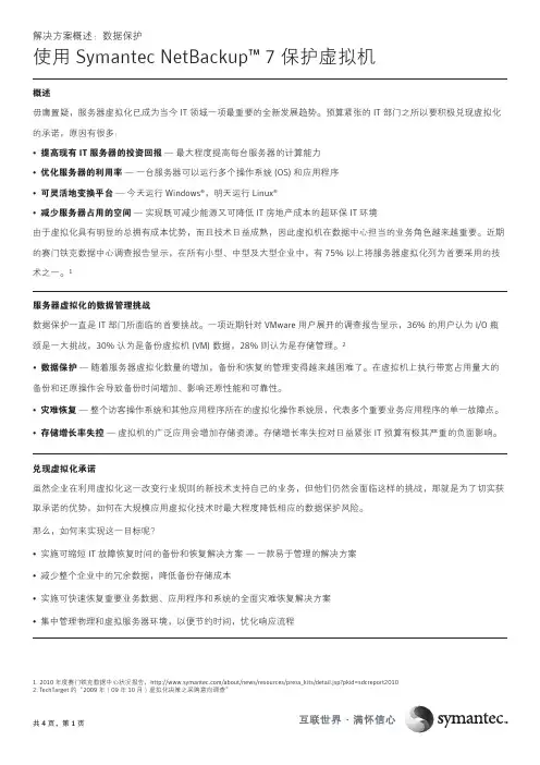 使用Symantec NetBackup 7 保护虚拟机