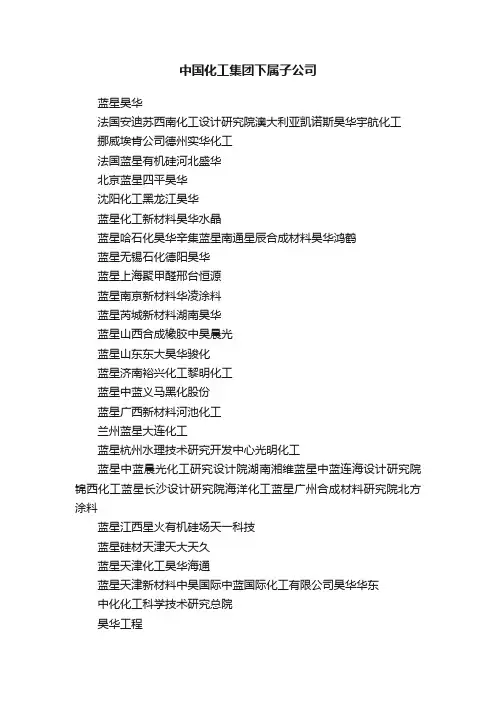 中国化工集团下属子公司