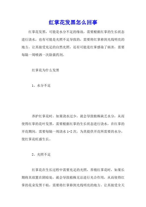 红掌花发黑怎么回事