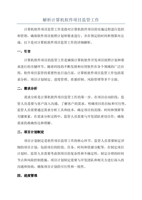 解析计算机软件项目监管工作