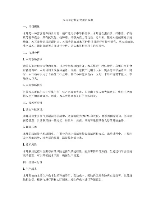 木耳可行性研究报告编制
