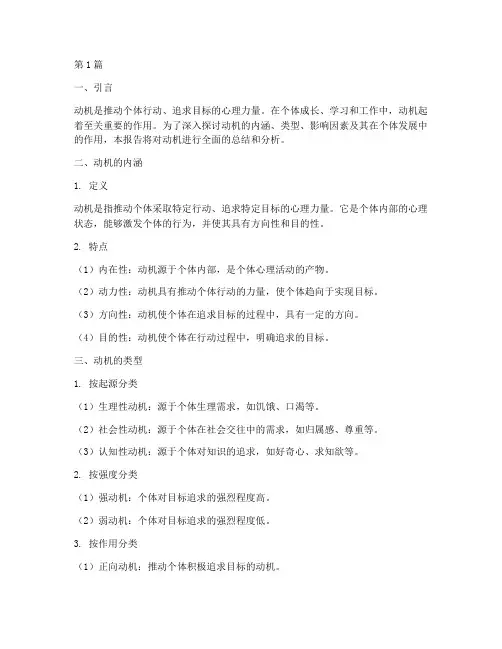 动机的总结报告范文(3篇)
