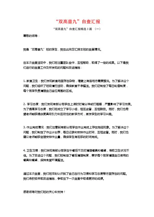 “双高普九”自查汇报3篇