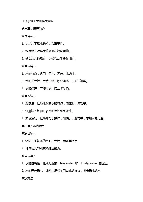 《认识水》大班科学教案