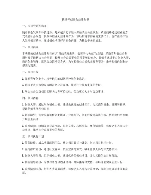 挑战杯创业公益计划书