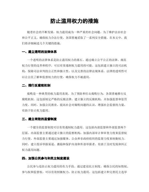 防止滥用权力的措施
