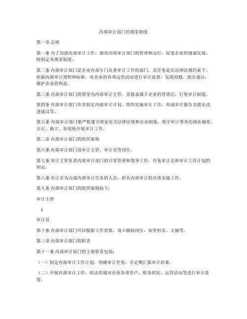 内部审计部门的规章制度