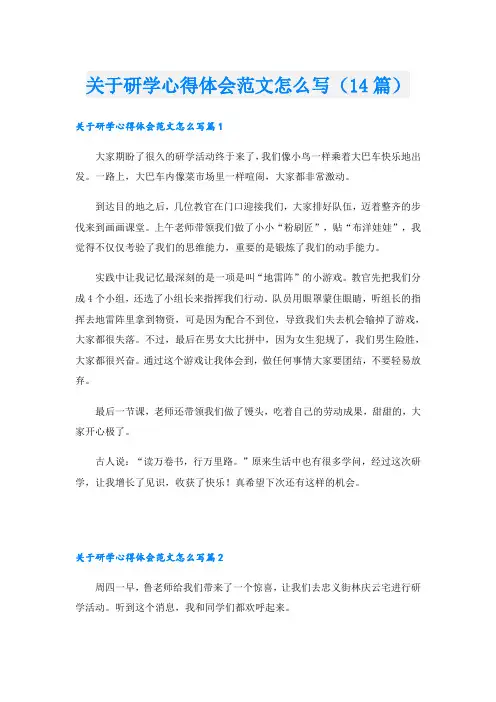 关于研学心得体会范文怎么写(14篇)
