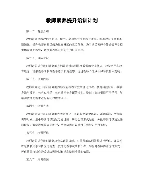 教师素养提升培训计划