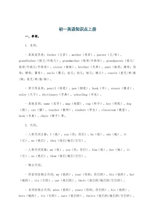 初一英语知识点上册