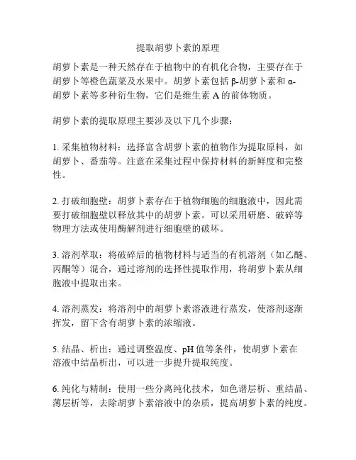 提取胡萝卜素的原理
