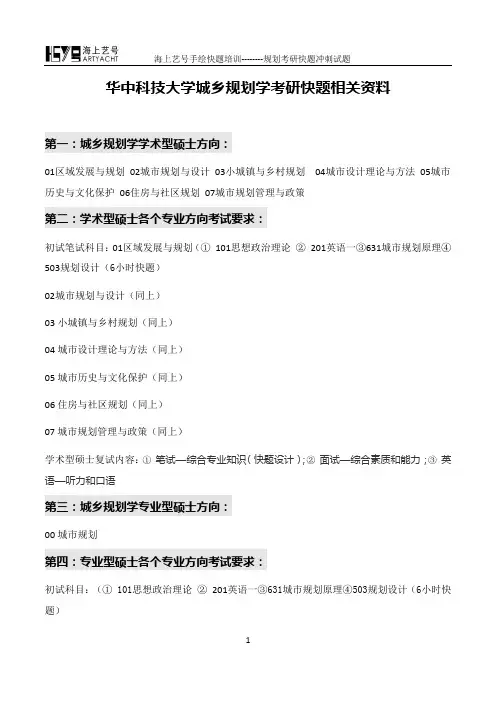 华中科技大学城乡规划学考研快题相关资料
