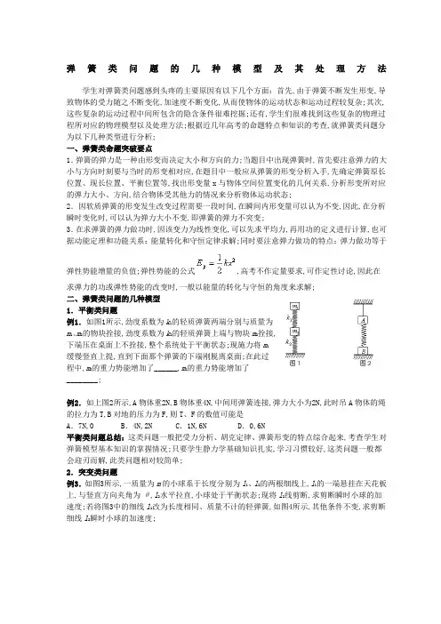 专题受力分析之弹簧问题
