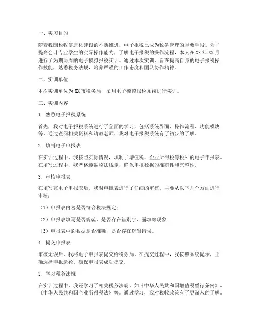 电子模拟报税实训报告