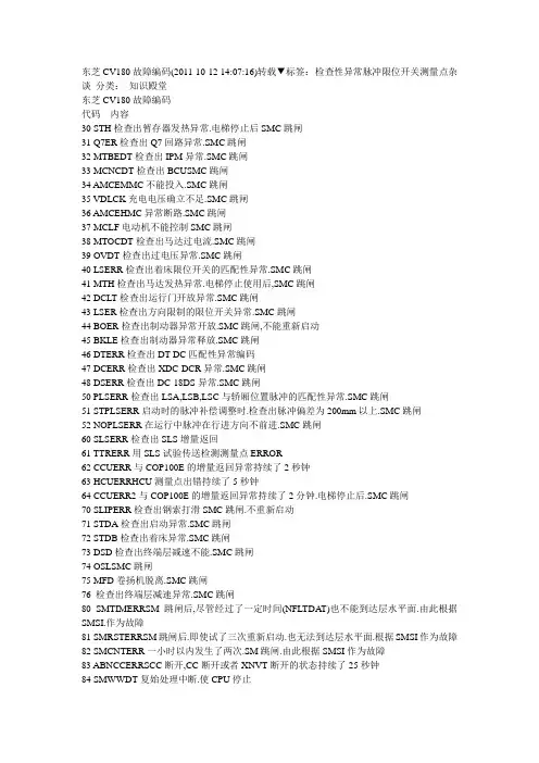 东芝CV180故障编码