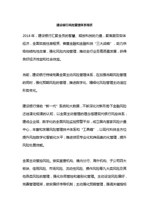 建设银行风险管理体系现状
