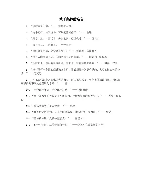 关于集体的名言