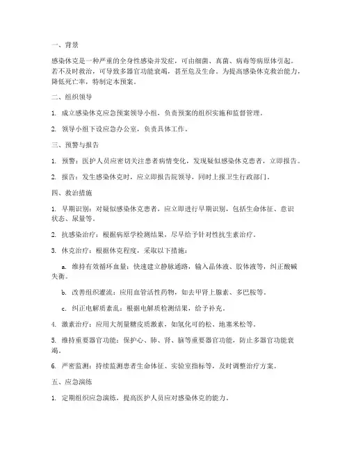 感染休克应急预案