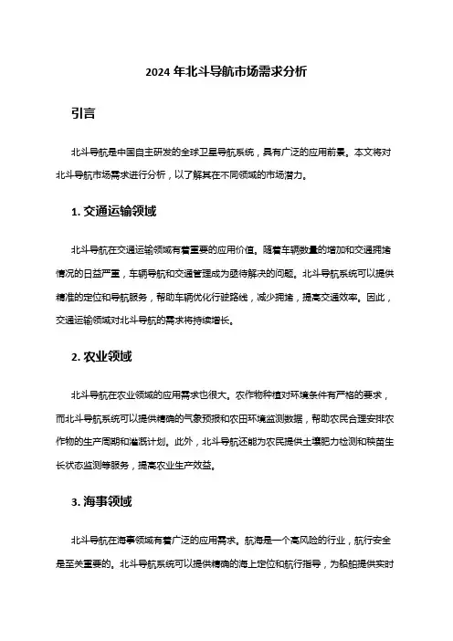 2024年北斗导航市场需求分析
