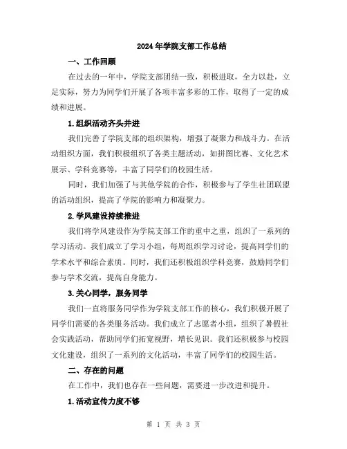 2024年学院支部工作总结