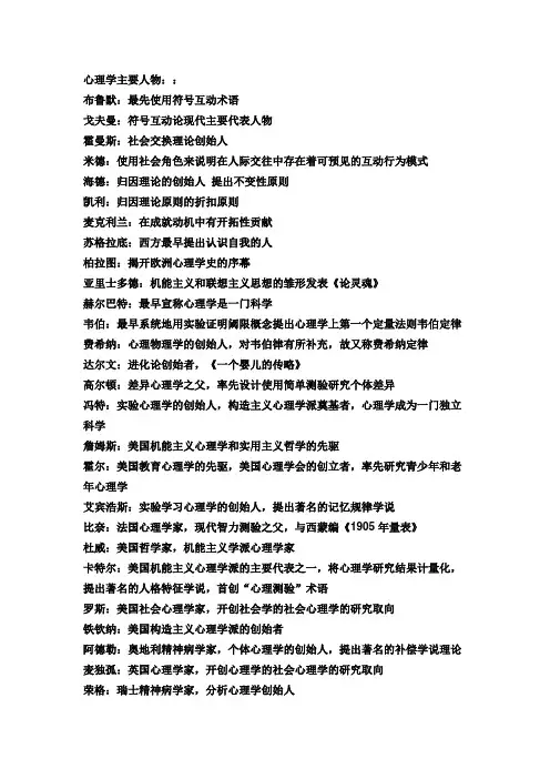 心理学的重要代表人物