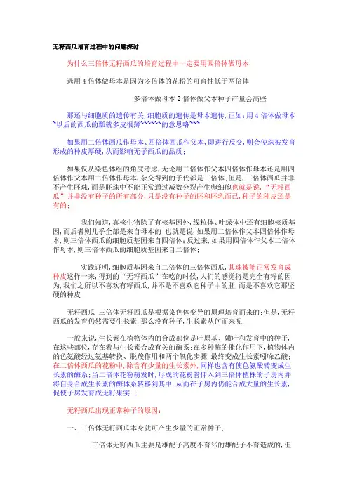 无籽西瓜培育过程中的问题