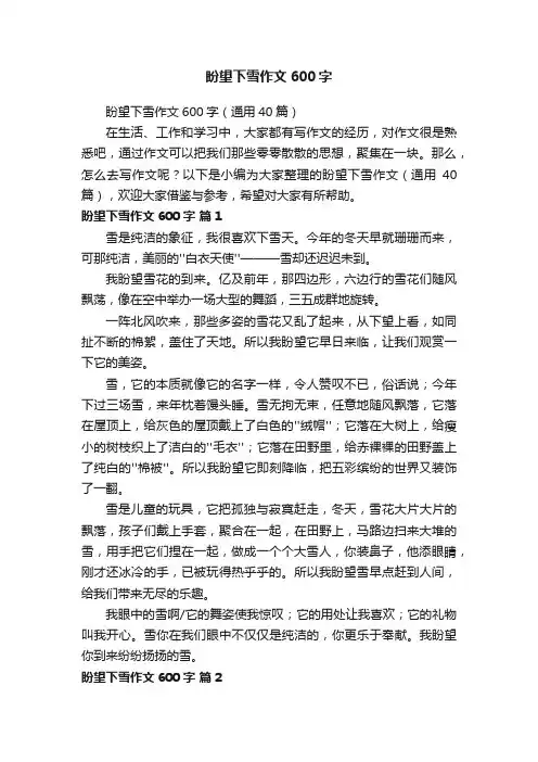 盼望下雪作文600字