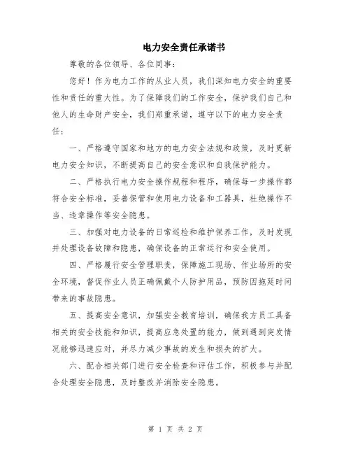 电力安全责任承诺书