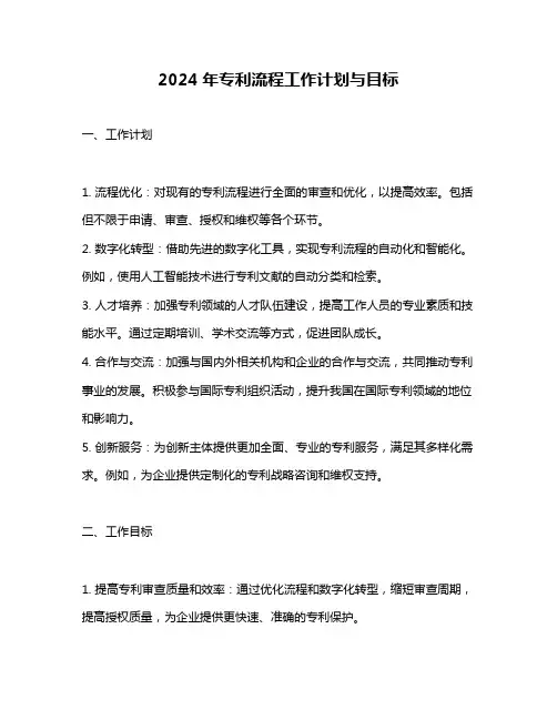 2024年专利流程工作计划与目标