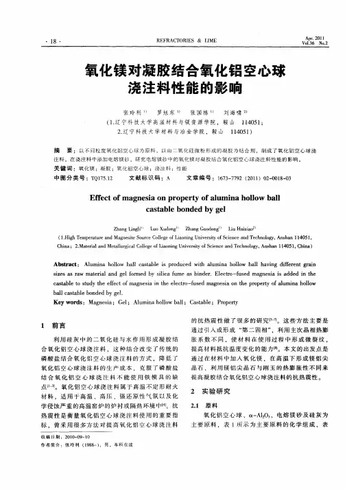 氧化镁对凝胶结合氧化铝空心球浇注料性能的影响