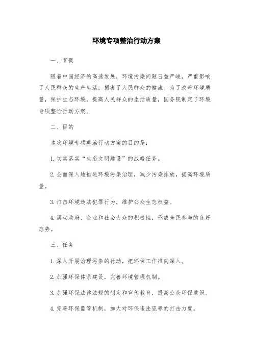 环境专项整治行动方案