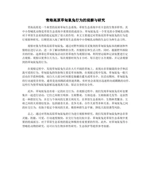 青海高原草甸鼠兔行为的观察与研究