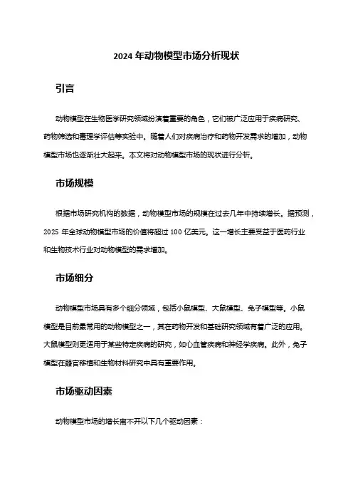 2024年动物模型市场分析现状
