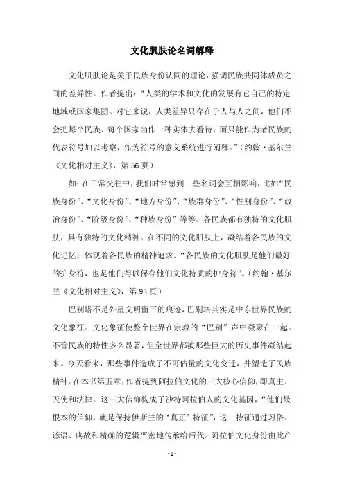 文化肌肤论名词解释