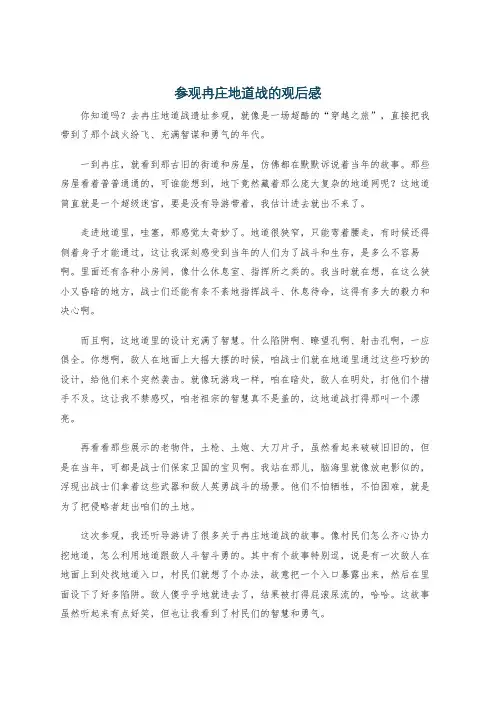参观冉庄地道战的观后感