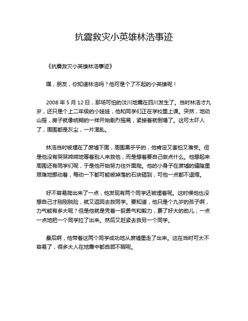 抗震救灾小英雄林浩事迹