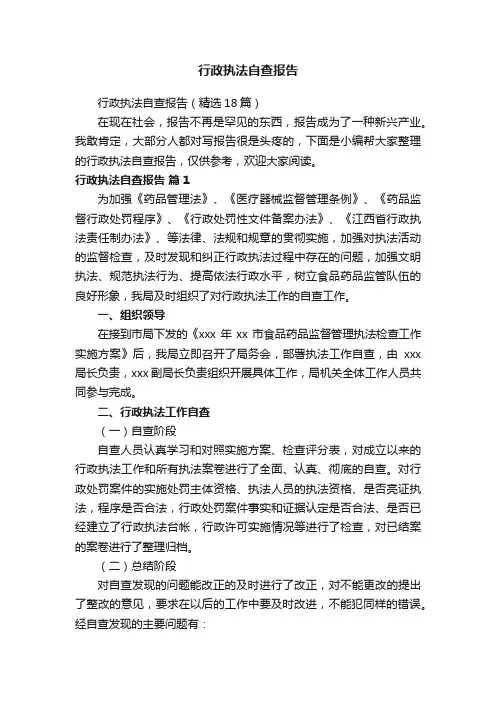 行政执法自查报告