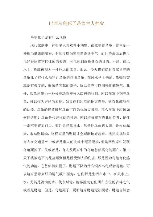 巴西乌龟死了是给主人挡灾