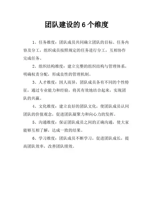团队建设的6个维度