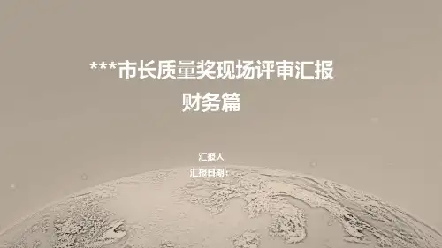市长质量奖汇报--财务篇