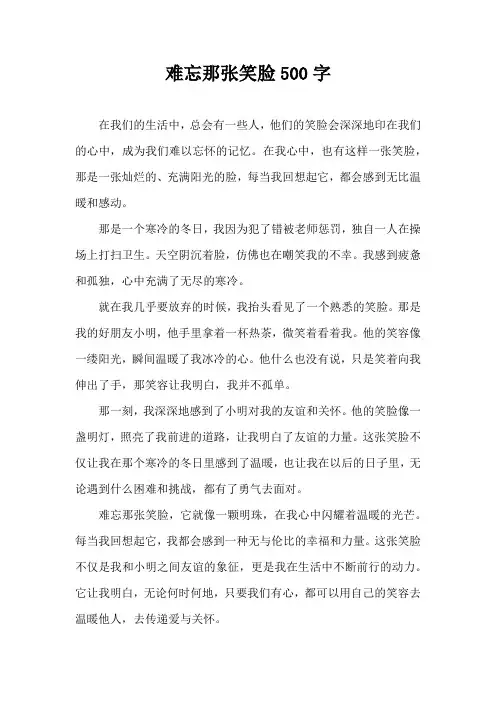 难忘那张笑脸500字