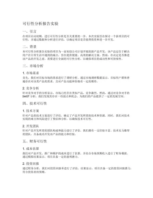 可行性分析报告实验