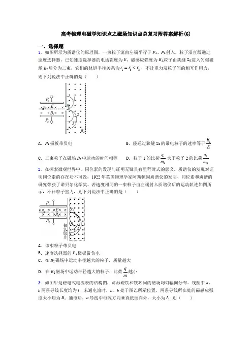 高考物理电磁学知识点之磁场知识点总复习附答案解析(6)