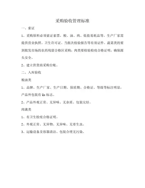 采购验收管理标准