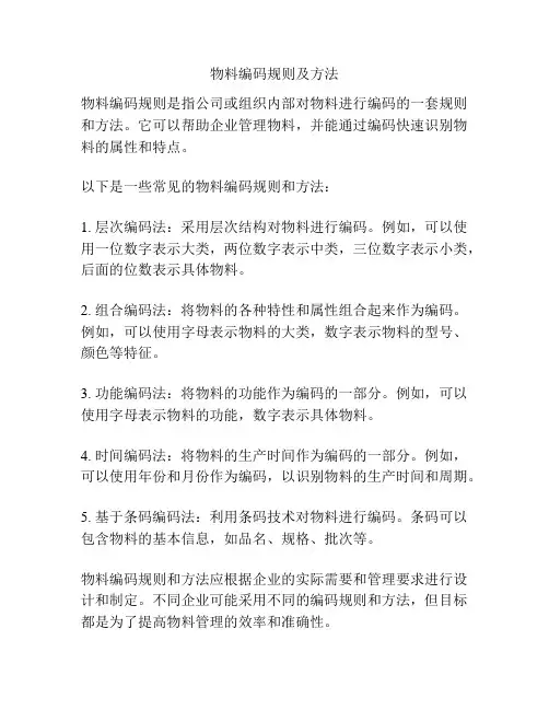 物料编码规则及方法