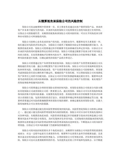 从精算视角谈保险公司的风险控制