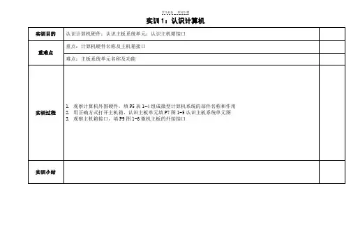 中职计算机应用基础实训课教案第一章--计算机基础知识