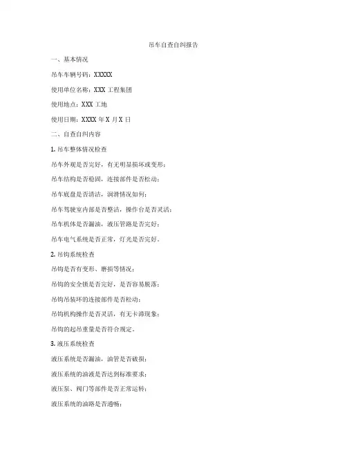 吊车自查自纠报告